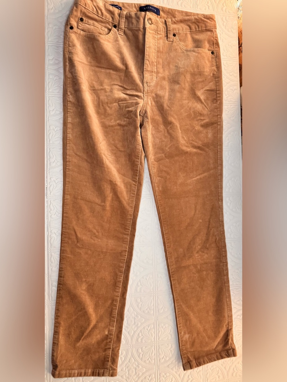 Talbots Straight-Leg Corduroy Pants in Camel Brown